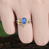 The Sumptuous Oval - Cut 6 Prong Sapphire Halo Ring